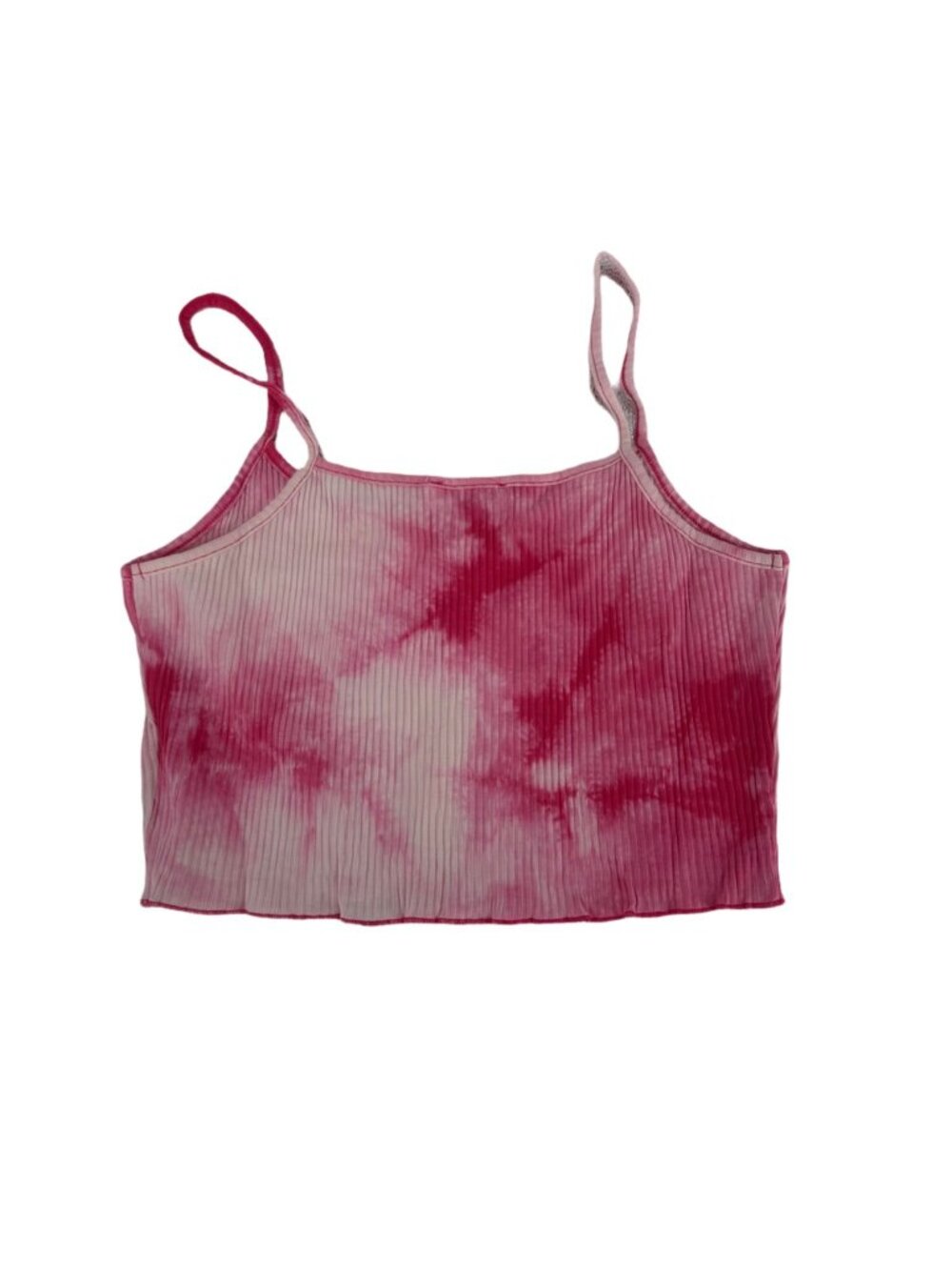 3 Piece Tie Dye Lounge Set Large Pink Ribbed Cami Top + Flare Pants + Hoodie Y2K - Picture 10 of 11